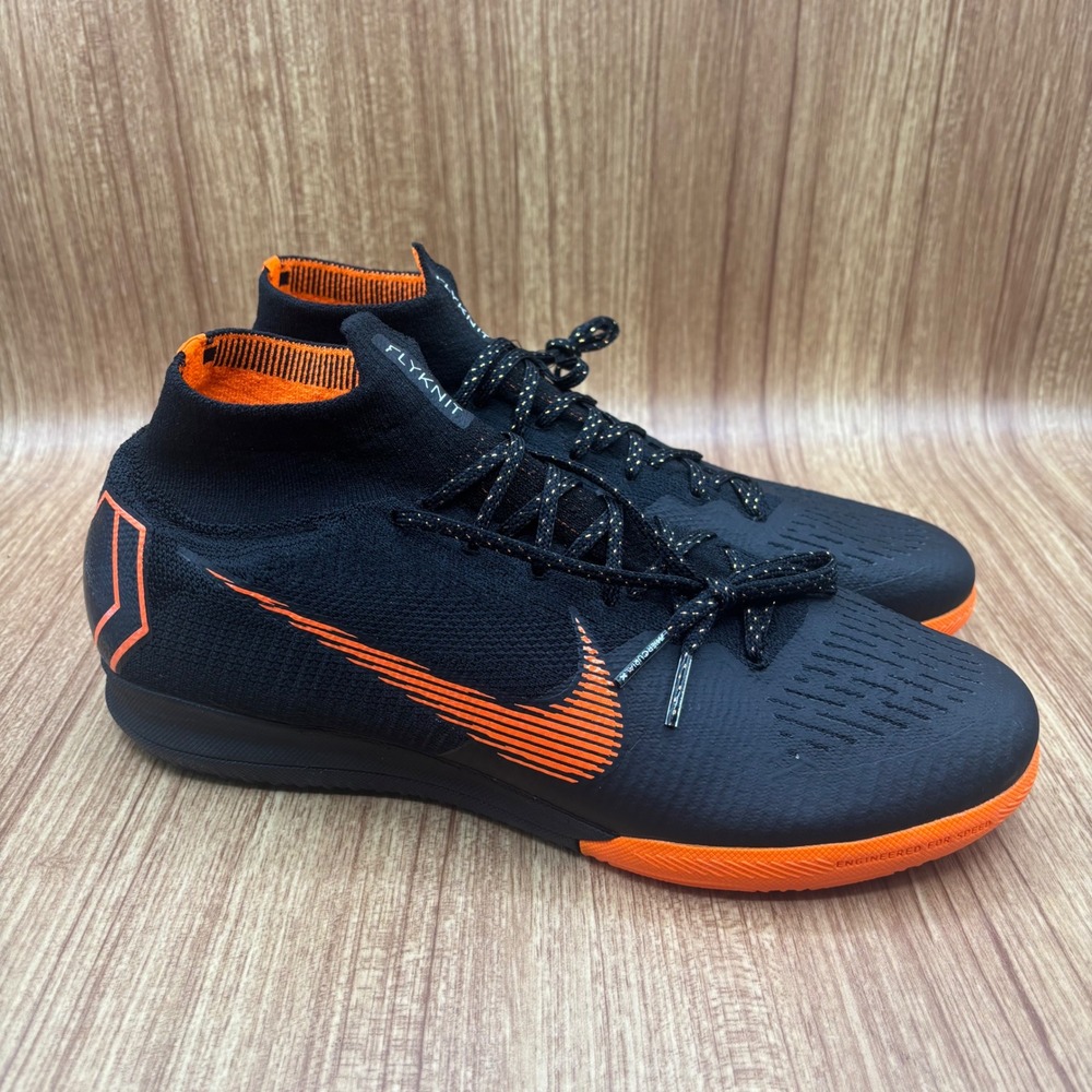 Nike MercurialX Superfly VI Elite IC Men 9.5 Black Orange Soccer Shoe AH7373-081